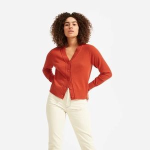 Everlane ReCashmere Varsity Cardigan Size Small Rust Orange Red